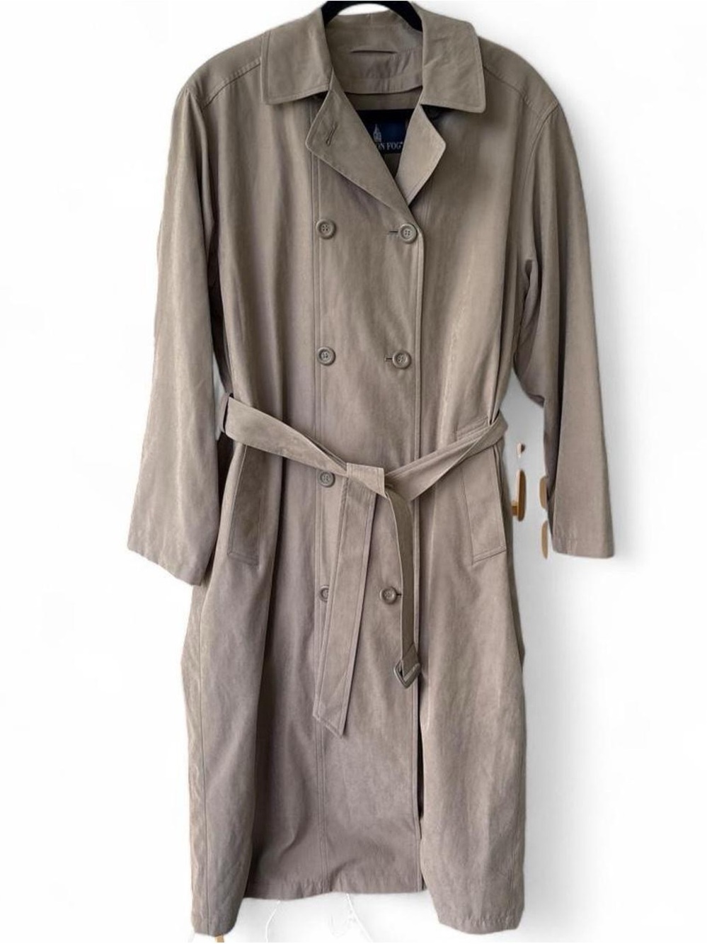 Vintage Woman’s London Fog Taupe Double-Breasted Trench Coat with Belt 12